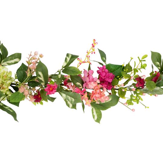 5ft. Pink Leafy Hydrangea Artificial Floral Spring Garland